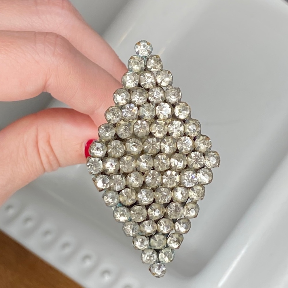 Antique Diamond Shaped Rhinestone Hat Pin 💎 - Picture 4 of 16